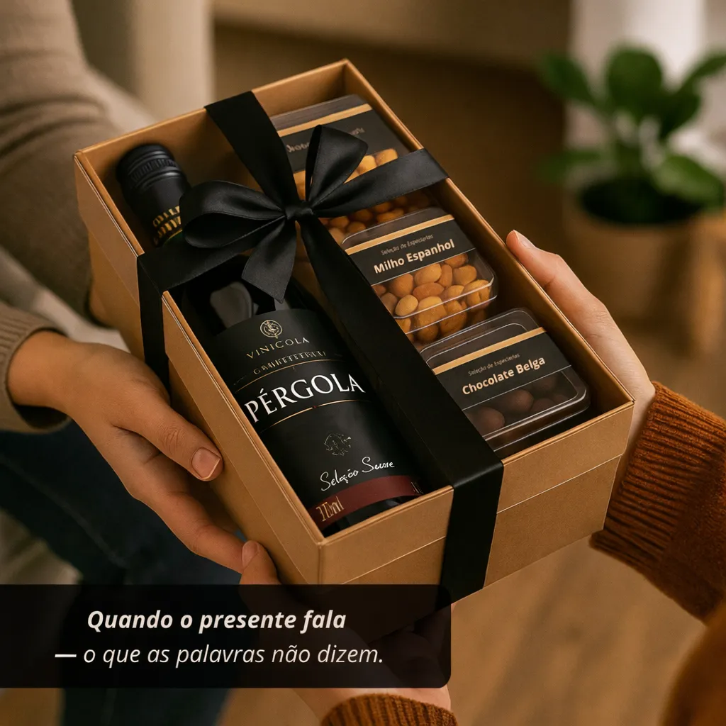 Cesta Vinho C/ Aperitivos Presente Premium. Escolha O Vinho!