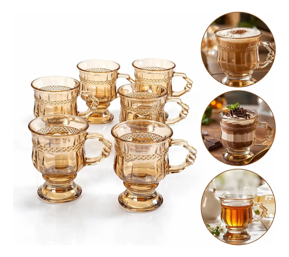 Jogo 6 Xícaras De Café Chá Capuccino Âmbar Premium 142ml